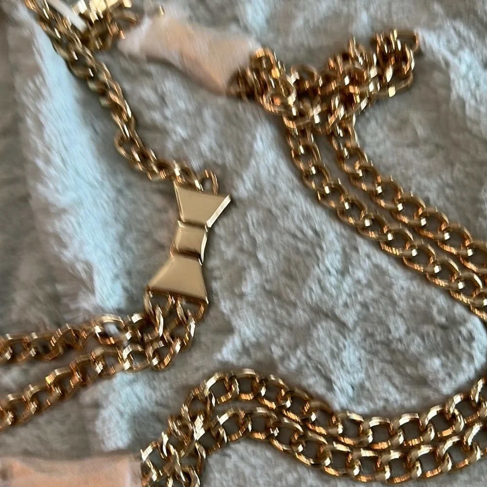 Kate Spade Double Gold Tone Chain Bow Belt